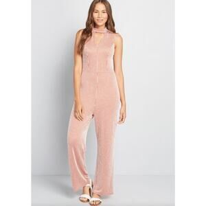 ModCloth For the Bliss of It Jumpsuit High Neck Wide Leg Preppy Red Stripes 2X